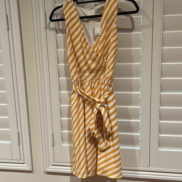 NWT Ann Taylor Loft yellow & white striped dress - Picture 2 of 12